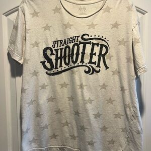 Straight Shooter Star Print Tee - Cream